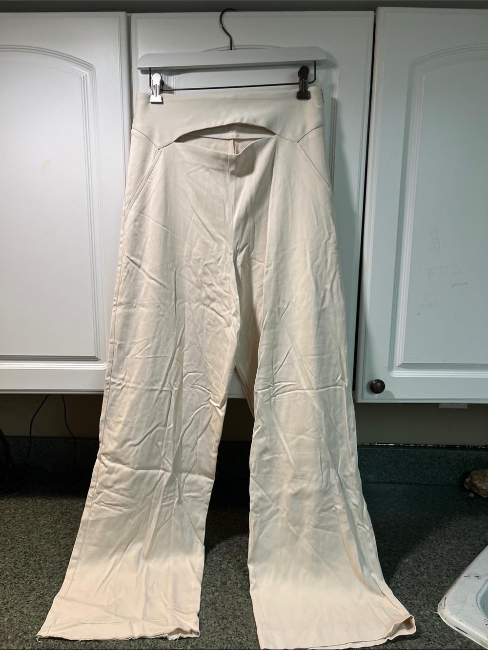 Zara Cream Wide-Leg High-Waist Pants